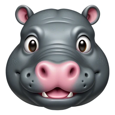 Cinematic Comical Hippo Portrait Emoji, Head tilted dramatically with an exaggeratedly amused expression, featuring a striking, glossy slate-gray hide with bold textured wrinkles, wide, expressive eyes filled with playful disbelief, Simplified yet hilariously expressive features, highly detailed, glowing with a slightly sassy glow, high shine, dramatic yet playful, stylized with an air of cheeky river mischief, bright and endearing, soft glowing outline, capturing the essence of a spirited and over-the-top hippo, so meme-worthy it feels like it could splash its way into internet fame instantly! sticker