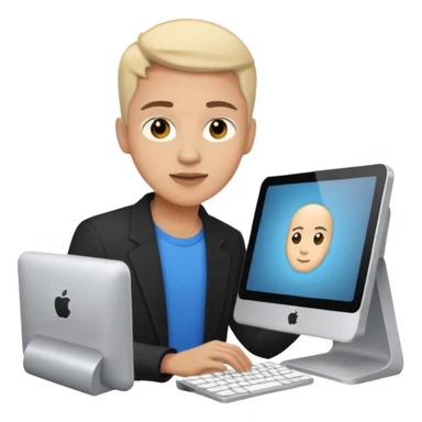 designer with a computer sticker