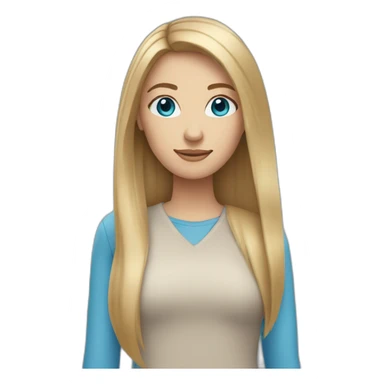 women with long dark blond straight hair and blue eyes sticker