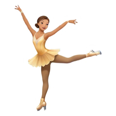 An colorful icon featuring a graceful figure skater performing a spin on the ice. The background includes a grand ice rink palace with shining spotlights and cheering spectators in the stands. Transparent background highlights the elegance and artistry of figure skating sticker