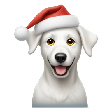 White dog whit a Christmas hat sticker