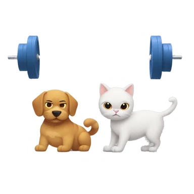 A cat and a dog doing Olympic weightlifting with a barbell sticker