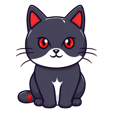 Mysterious black cat with bright red eyes sticker