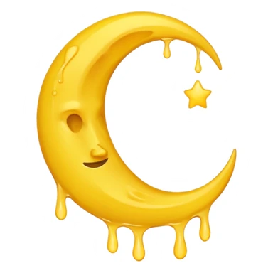 Melting waning crescent moon without any face and should in yellow colour sticker