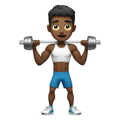 skinny guy training with dumbells behind his head sticker