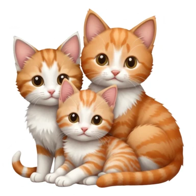 3 tiny kittens cuddling together all different colours, the first one is grey and white, the second is ginger and white and the third is brown tabby and white sticker