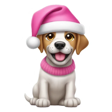 Dog wearing pink Christmas hat  sticker