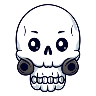 A cute, white-colored skull with soft, rounded features and a friendly expression, looking whimsical not frightening sticker