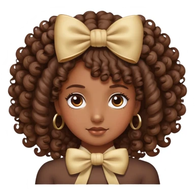 Brown skin girl with curls with bow in hair sticker
