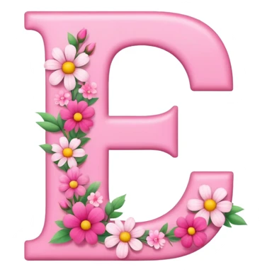 Pink, romantic, flowery, the letter “E” sticker