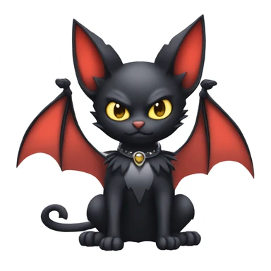 Black Cool Edgy Punk-Gothic Bat-winged Litten-Bat-cat-Fakemon full body sticker