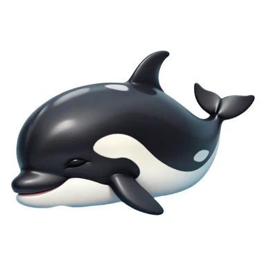 Meme-Worthy Cute Sleeping orca Portrait Emoji, Head resting peacefully with a contented smile, showcasing a smooth black-and-white body with gently drooping fins and eyes softly closed in serene slumber, Simplified yet adorably endearing features, highly detailed, glowing with a soft, drowsy deep-sea light, high shine, relaxed and utterly lovable, stylized with an air of playful oceanic laziness, soft glowing outline, capturing the essence of a sleeping orca that feels destined to become the next viral icon of adorable marine rest! sticker