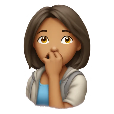 a girl sniffing her nose sticker