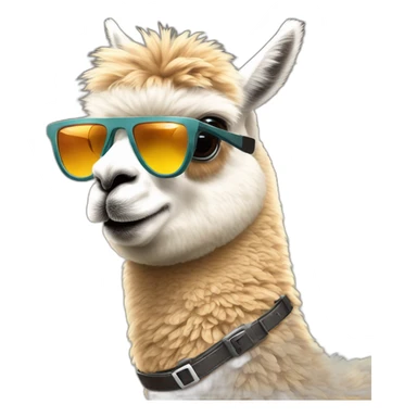 alpaca-with-sun-glass-on-a-rocket sticker