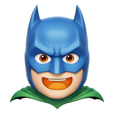 batman emoji in blue, orange and green color sticker