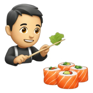 Un emoji qui mange des sushis sticker