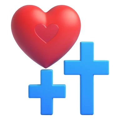 simple beautiful red heart with a large beautiful blue plus sign next to it, no cracks, Discord role icon sticker