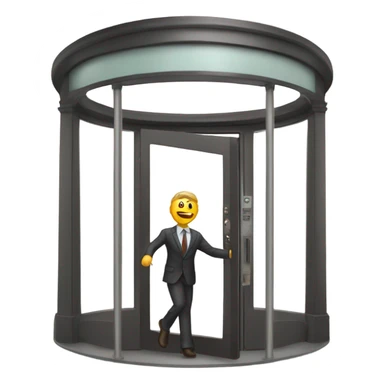 Guy roundhouse kicking a revolving door sticker