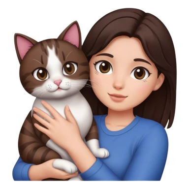Brunette Girl holding cat sticker