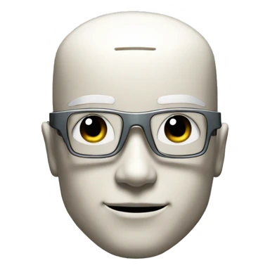 Robotic Cyborg head with fair skin, flat top haircut, rectangular glasses, circuits and smiling  sticker