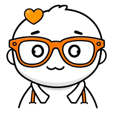 Orange heart with glasses  sticker