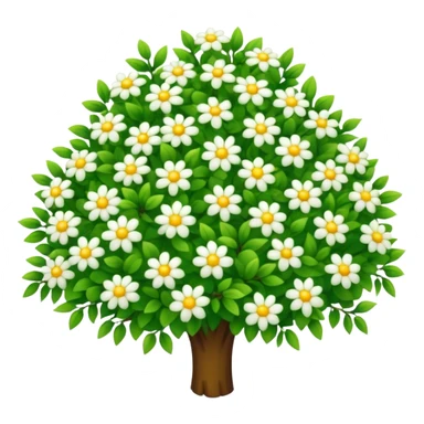 green and yellow bush with small white flower sticker