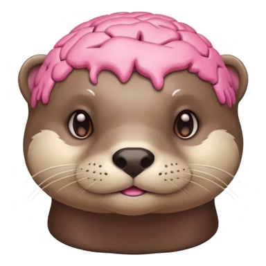 generate an otter with a very big  pink brain, sarcastic sticker
