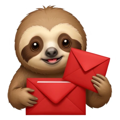 A sloth holding a red invitation in his hand sticker