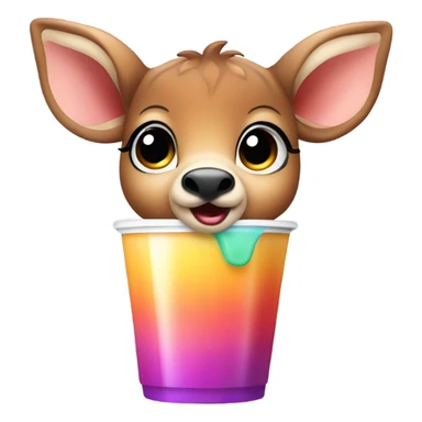 Baby deer drinking iced coffee sticker