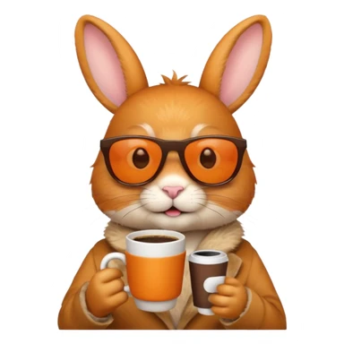 orange rabbit with sunglasses with coffee sticker