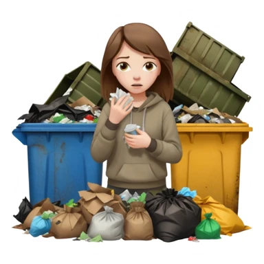 brown haired girl who smells like garbage with it around her sticker