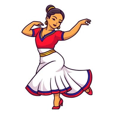 Colombian salsa dancer with vibrant traditional outfit, energetic pose, colorful flowing dress sticker