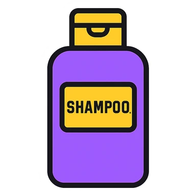 small purple shampoo bottle, simple, minimalistic, clean design, modern look sticker