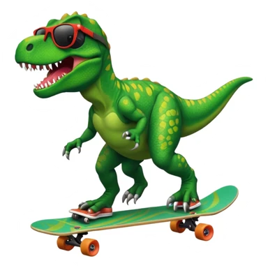 T rex riding a skateboard with sunglasses  sticker