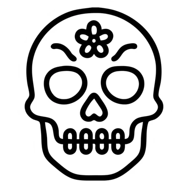 calavera con una X roja detrás, estilo icónico sticker