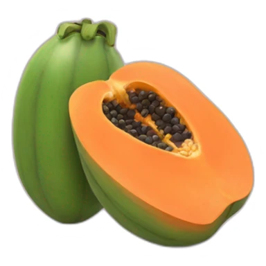 papaya with face sticker