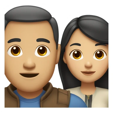 White dad, Asian mom with black hair with red highlights, asian/hispanic daughter with brown hair and blonde highlights sticker