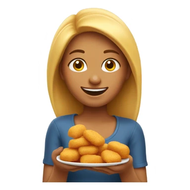 Girl eating chicken nuggets sticker