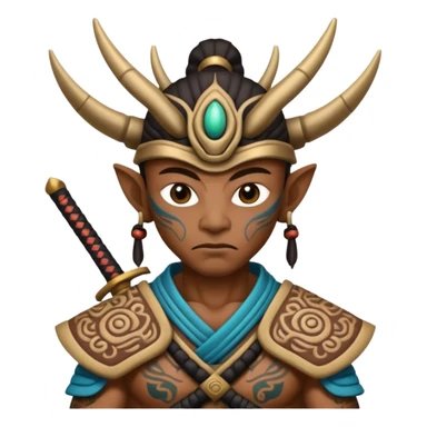 alien mayan ancient samurai with tatooed sticker