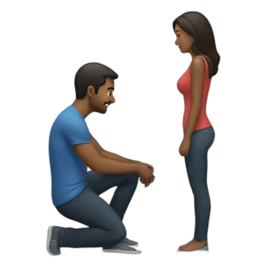 Woman on knees facing man sticker