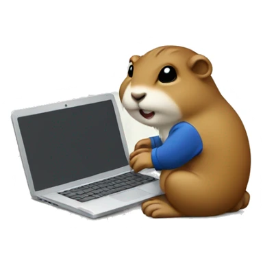 lemming working on laptop sticker