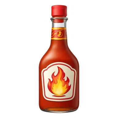 fireball barbecue hot sauce, with flames and a bottle, emoji style sticker
