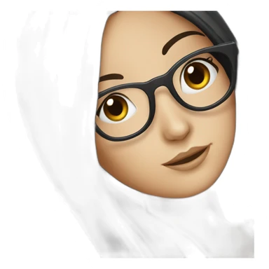 White girl with long straight black hair and glasses sticker