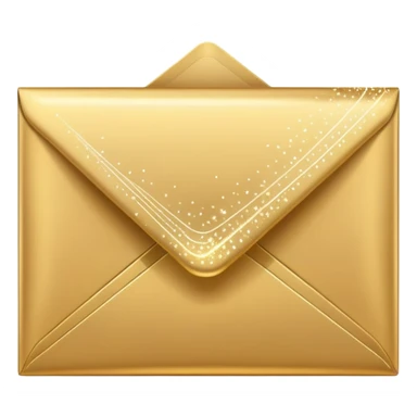 closed envelope with sparkles or motion lines around it, representing an announcement sticker