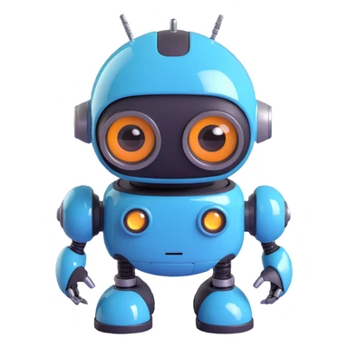 Friendly robot with big expressive eyes — round head, glossy finish, slightly clumsy but charming, cute (think Wall-E meets Baymax). sticker