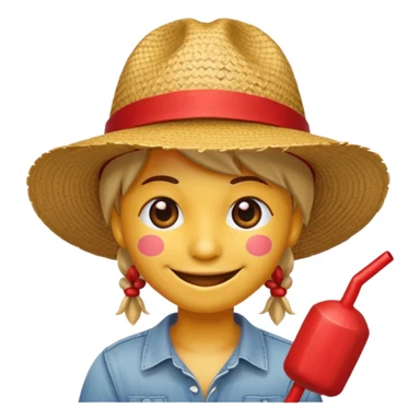 Fait moi cette emoji 🏴‍☠️ et rajoute sur la tête un chapeau de paille avec un fil rouge  sticker