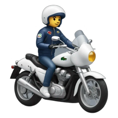 In motociclye with lacoste puffer sticker