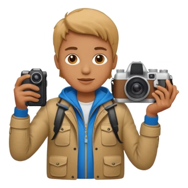 a tourist in europe holding a camera not wearing khaki sticker