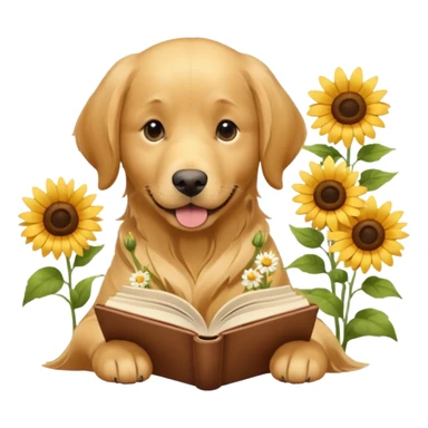 Dogs reading books + flowers  sticker