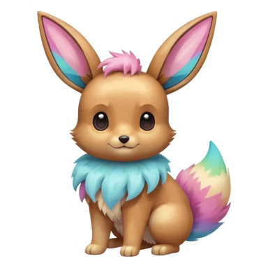 Kawaii Shiny Colorful Pastel Eevee Full Body sticker